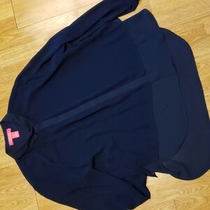 Catherine Malandrino Navy layered button-front blouse size large